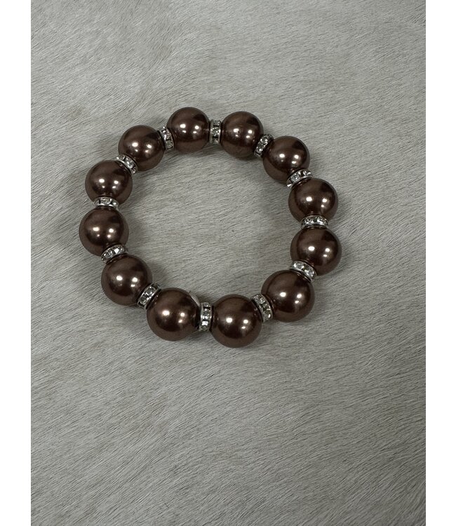 W Bronze Beaded Bracelet With Crystals
