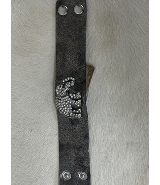 W Gray Strap Bracelet With Elephant Charm (FA24)