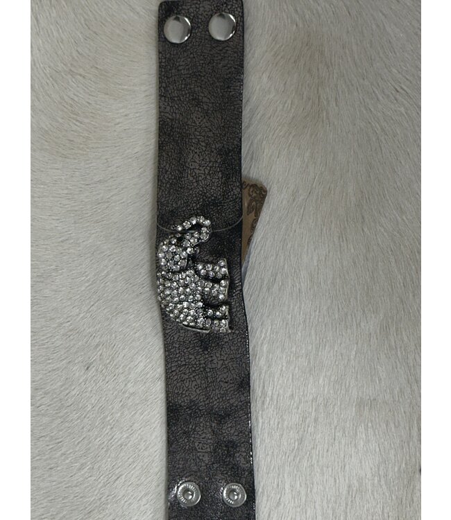 W Gray Strap Bracelet With Elephant Charm (FA24)