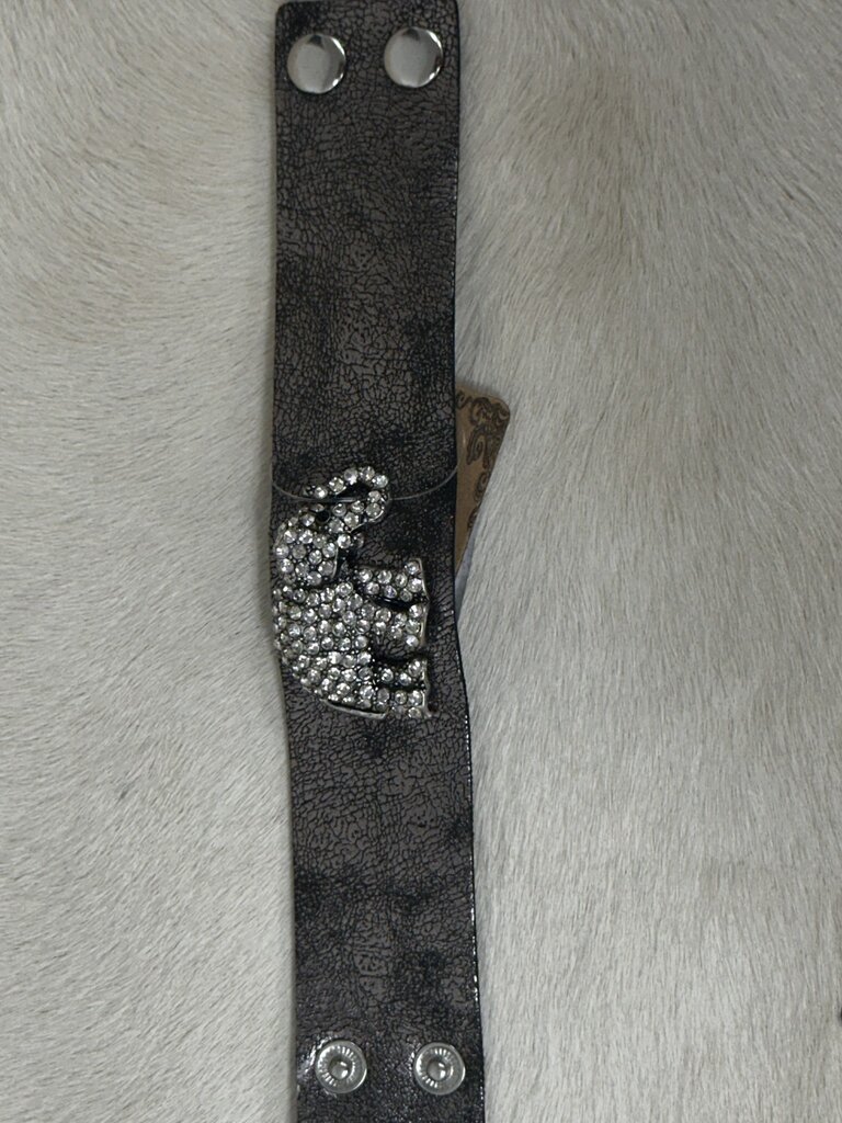 W Gray Strap Bracelet With Elephant Charm (FA24)