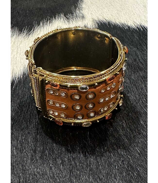 W Orange and Gold Magnetic Bracelet With Crystals
