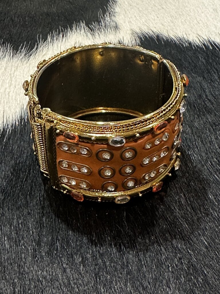 W Orange and Gold Magnetic Bracelet With Crystals