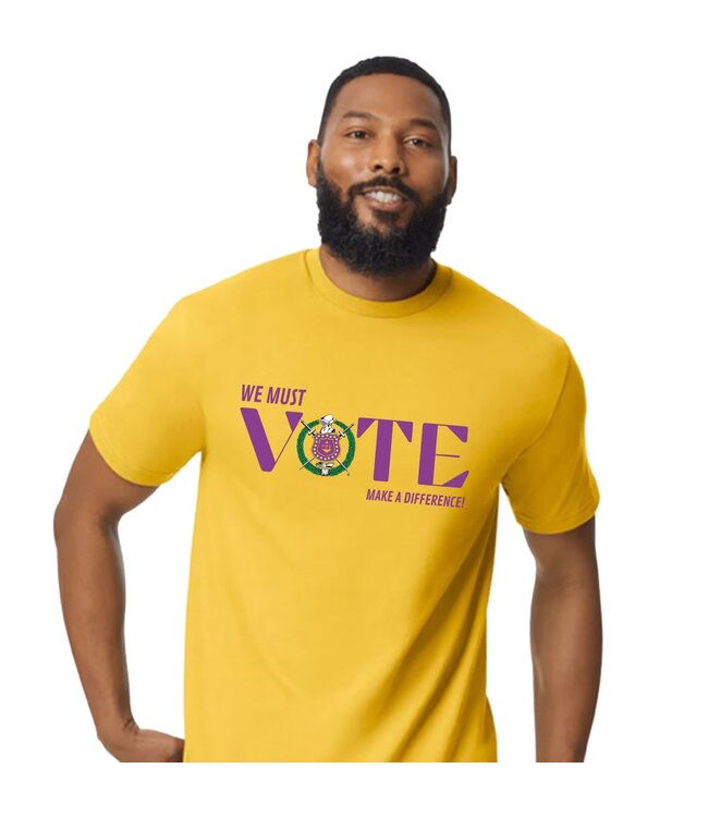 ΩΨΦ OPP "Rockee" Purple & Gold Voter T-shirts (MD-3X)