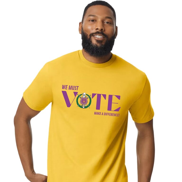 ΩΨΦ OPP Purple & Gold Voter T-shirts (MD-3X)