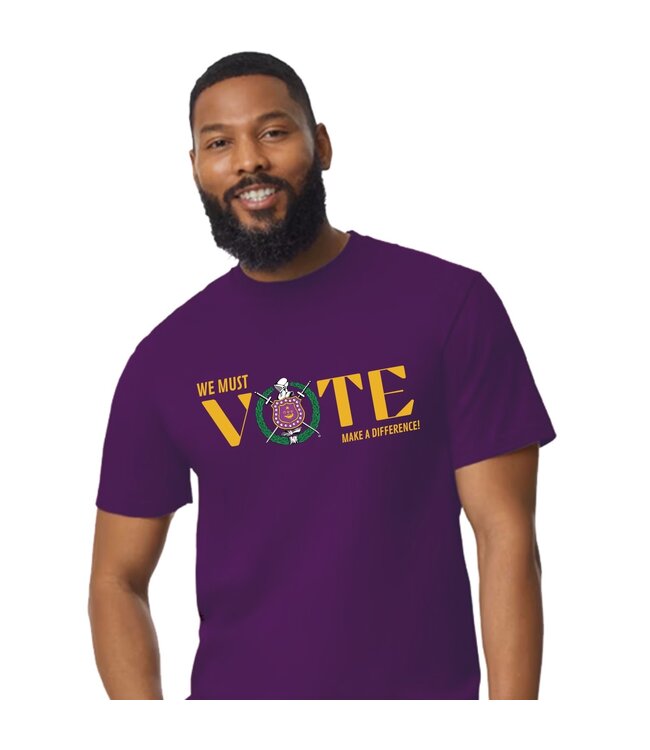 ΩΨΦ OPP "Rockee" Purple & Gold Voter T-shirts (MD-3X)