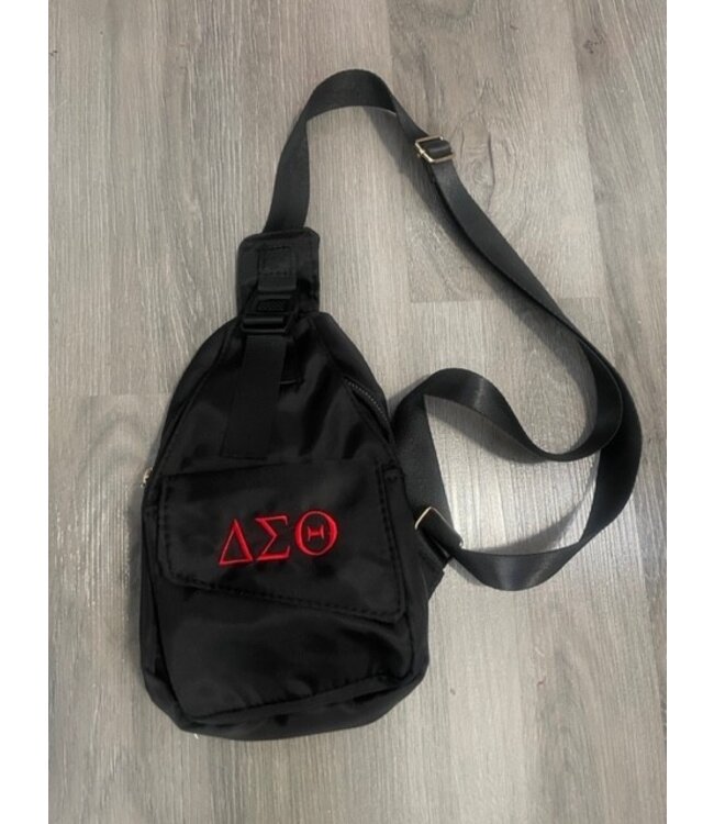 ΔΣΘ DST Black Nylon Zip Pocket Sling Backpack 2025