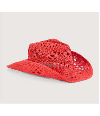 W Red Straw Cowboy Hat