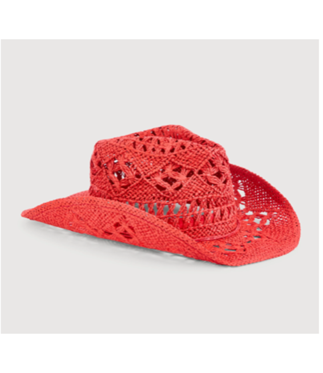 W Red Straw Cowboy Hat
