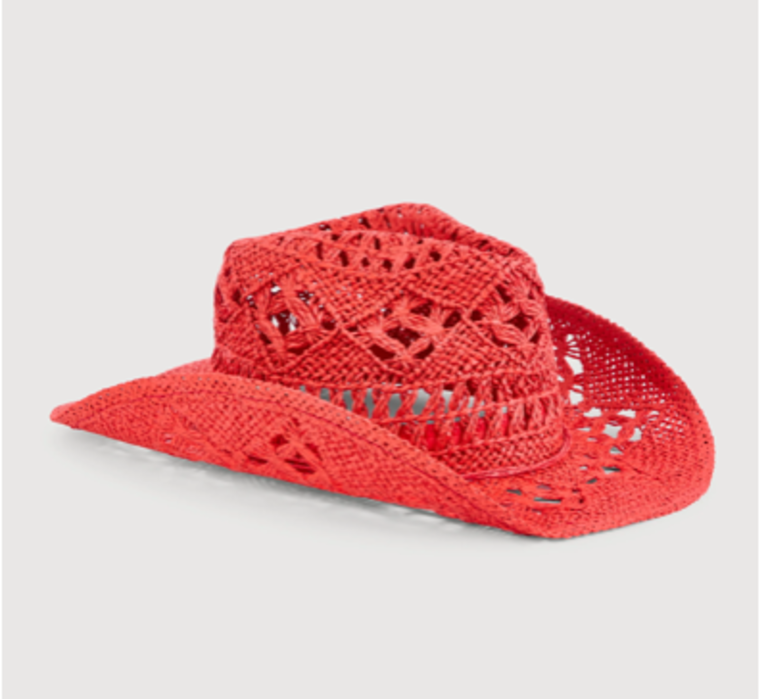 W Red Straw Cowboy Hat