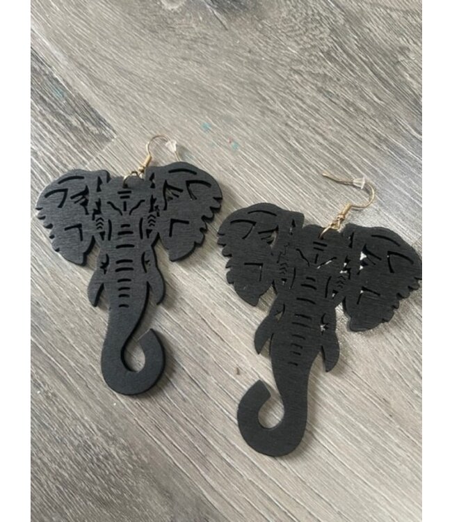 ΔΣΘ W  Wooden Elephant Earrings (Black,Tan,Brown, Lt Brown) 2025