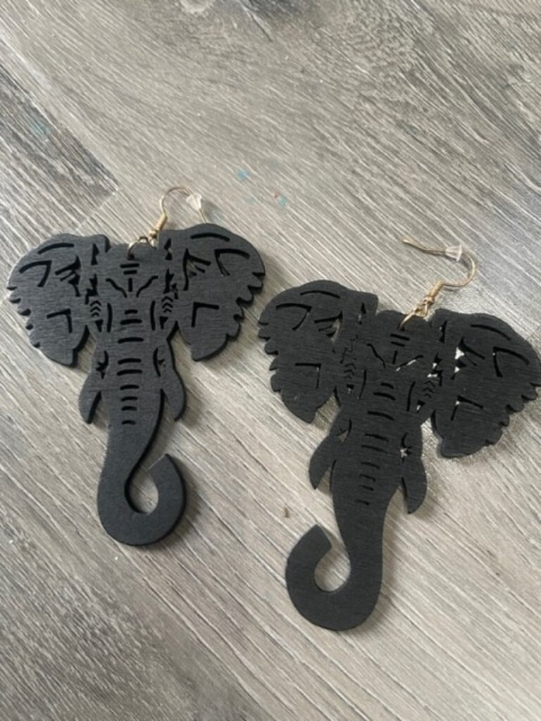 ΔΣΘ W  Wooden Elephant Earrings (Black,Tan,Brown, Lt Brown) 2025