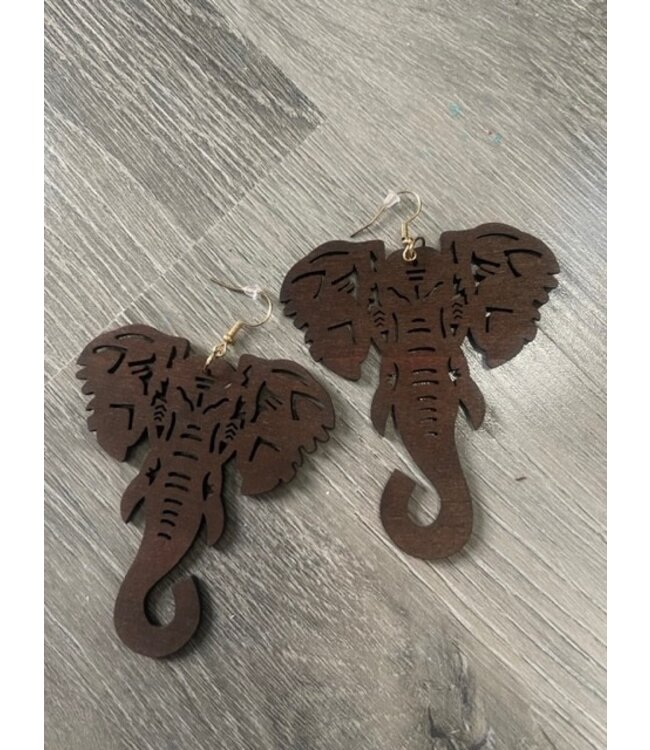 ΔΣΘ W  Wooden Elephant Earrings (Black,Tan,Brown, Lt Brown) 2025