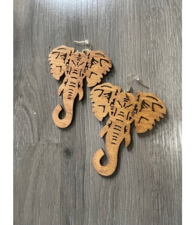 ΔΣΘ W  Wooden Elephant Earrings (Black,Tan,Brown, Lt Brown) 2025