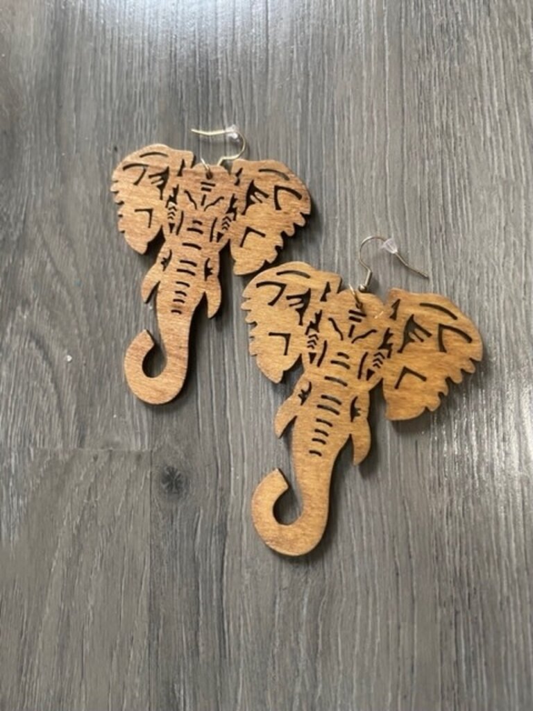 ΔΣΘ W  Wooden Elephant Earrings (Black,Tan,Brown, Lt Brown) 2025