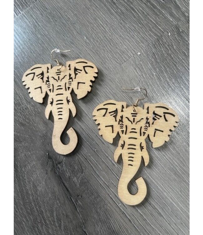 ΔΣΘ W  Wooden Elephant Earrings (Black,Tan,Brown, Lt Brown) 2025