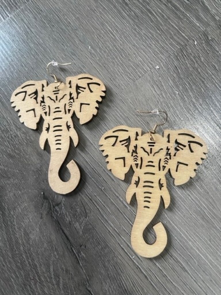ΔΣΘ W  Wooden Elephant Earrings (Black,Tan,Brown, Lt Brown) 2025