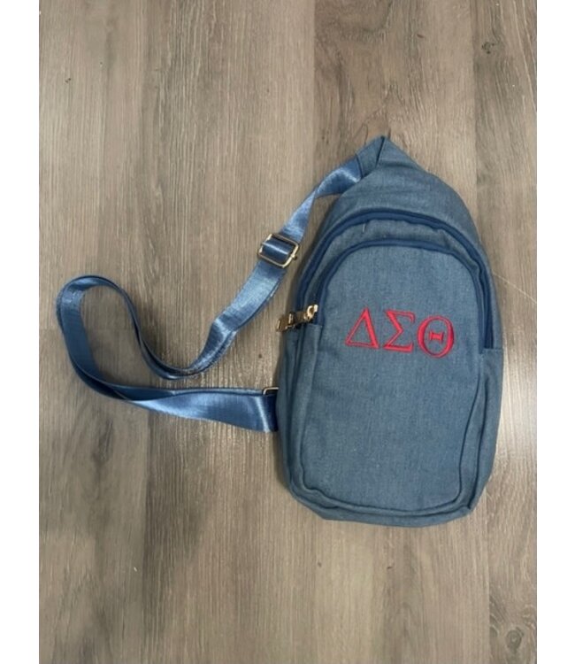 ΔΣΘ DST Denim Zip Double Pocket Sling Backpack 2025