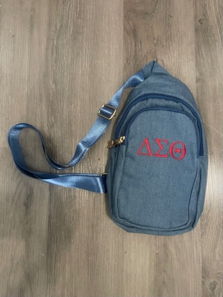 ΔΣΘ DST Denim Zip Double Pocket Sling Backpack 2025