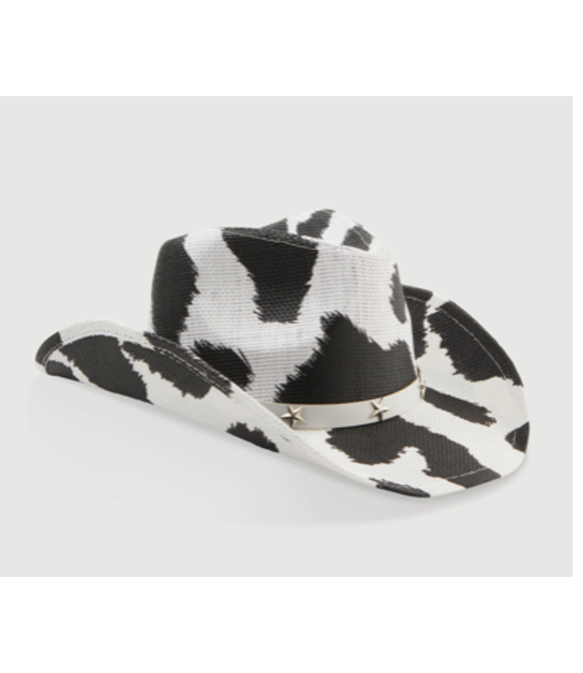 W Cow Print Star Studded Cowboy Hat 2025