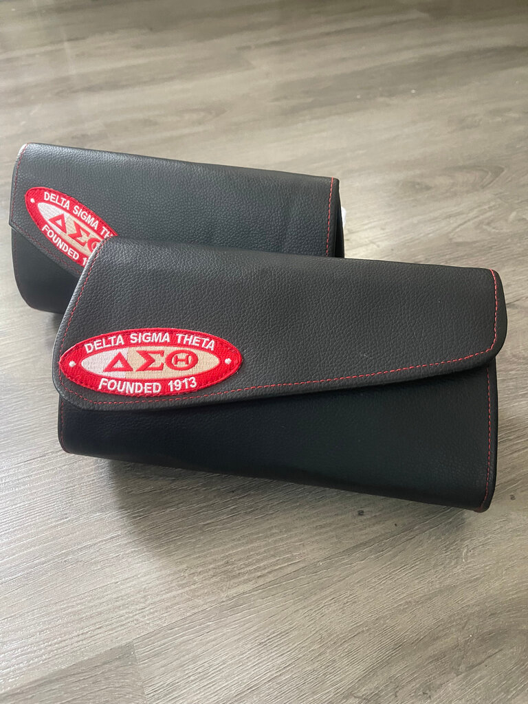 ΔΣΘ DST embroidered patch black clutch 2025