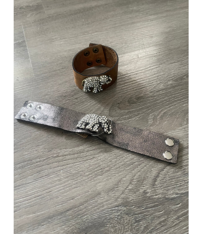 ΔΣΘ W Rhinestone Elephant Cuff Bracelet (Bronze & Pewter) 2025