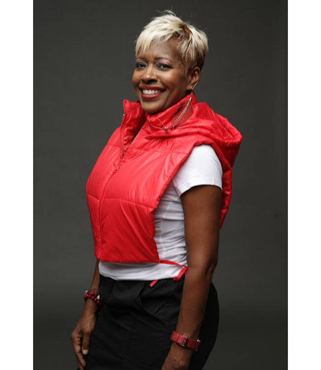 ΔΣΘ SALE DST Red Puff Open Vest w/Hood (FA25)