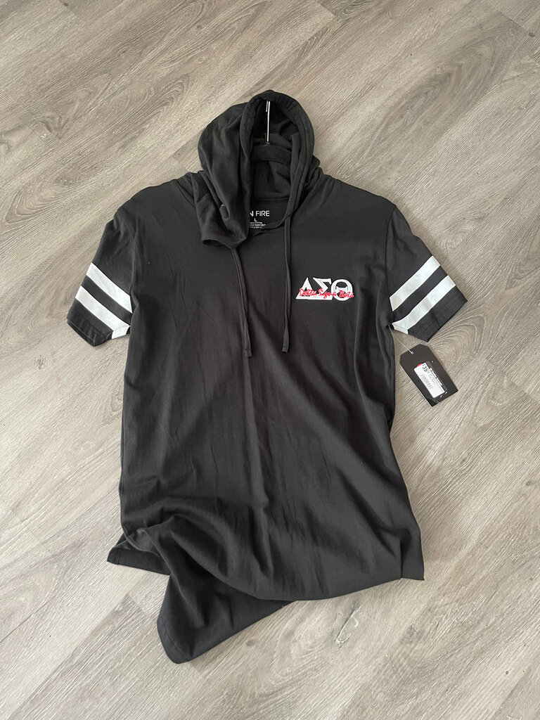 ΔΣΘ DST Short Sleeve Hooded Tunic (Black & Grey) MD/LG 2025