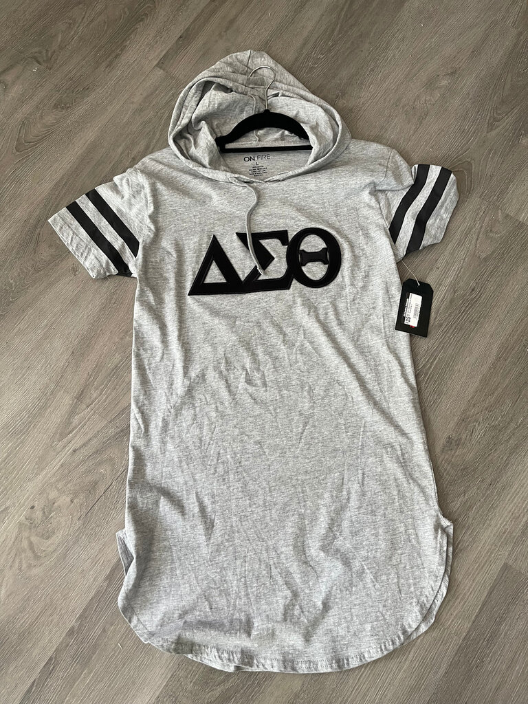 ΔΣΘ DST Short Sleeve Hooded Tunic (Black & Grey) MD/LG 2025