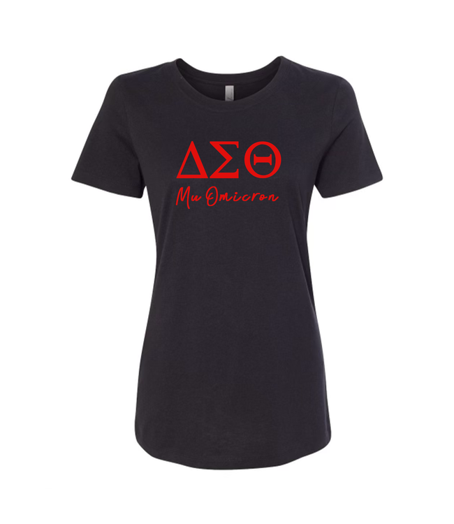 ΔΣΘ MO DST  Embroidered Fitted Black Crew