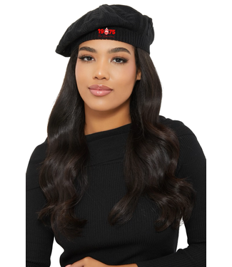 ΔΣΘ MO DST 50th Black Cable Knit Beret