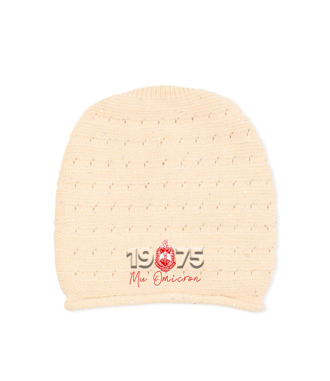 ΔΣΘ MO 50th Cream Slouchy Sequin Beanie