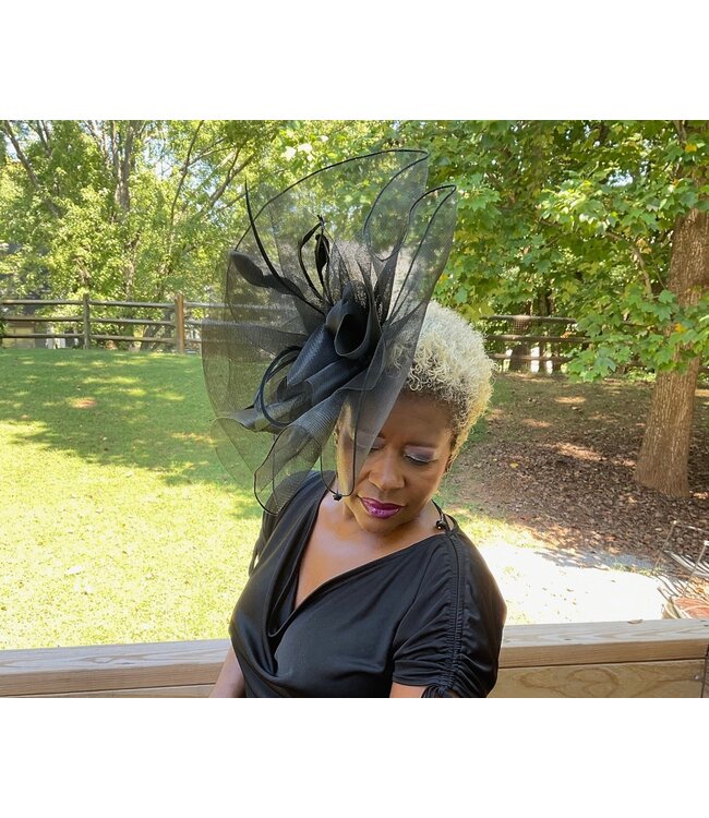 SALE - W Black Sheer Layered Spectator (FA25Y)