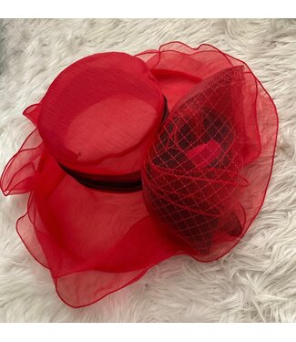 W  SALE Wide Sheer Red/Black Hat (FA25Y)