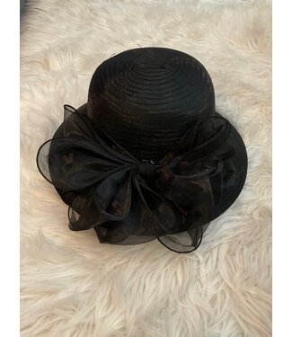W Black Sheer Hat with Bow (FA25)