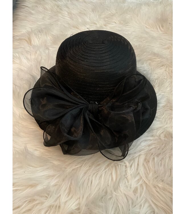 W Black Sheer Hat with Bow (FA25)