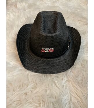 ΔΣΘ DST Black Straw Cowboy Hat with Pin (FA25)