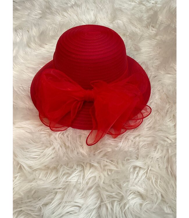 W Red Sheer Hat with Bow (FA25)