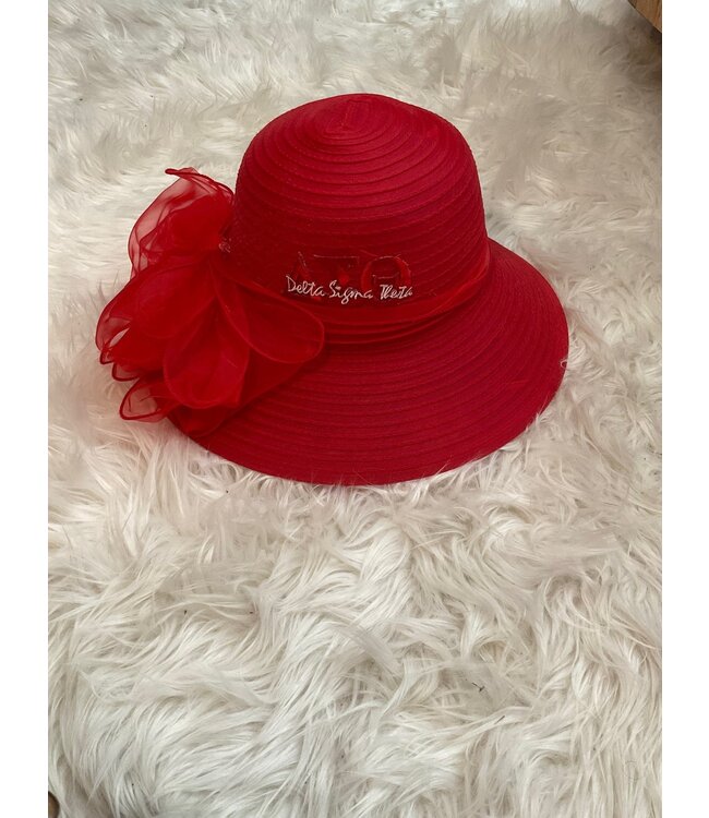 ΔΣΘ SALE DST Red Sheer Hat with Bow (FA25)