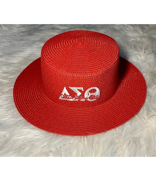 ΔΣΘ DST Straw Hats - WH Symbols, Red Symbols, Striped Patch, Bow (FA25)