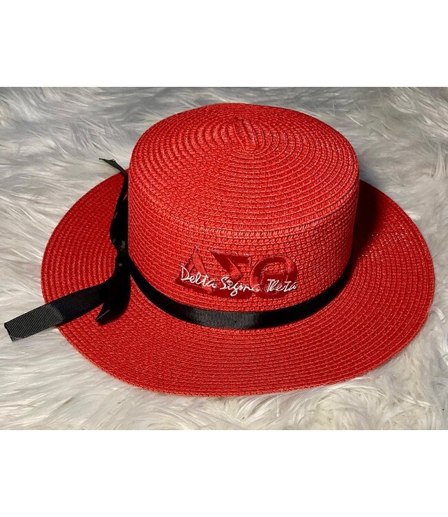 ΔΣΘ DST Straw Hats - WH Symbols, Red Symbols, Striped Patch, Bow (FA25)