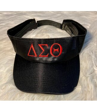 ΔΣΘ SALE - DST Black Satin Embroidered Visor (FA25Y)