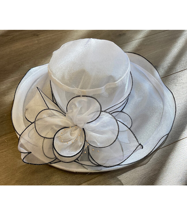 SALE - W White Sheer Wide Hat (FA25Y)