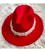 SALE W Red Fedora with Pearls - 2 styles (FA25Y)