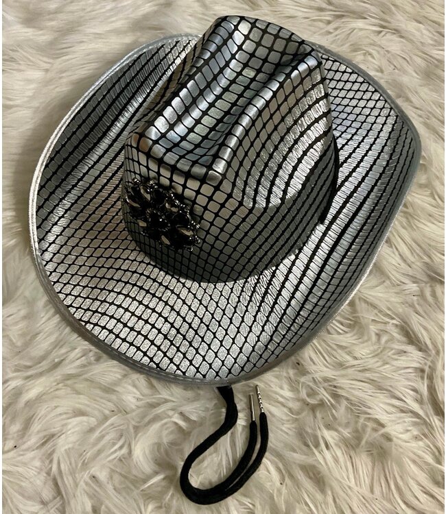 W Variety Cowboy Hats with Embellishments Silver (FA25Y)