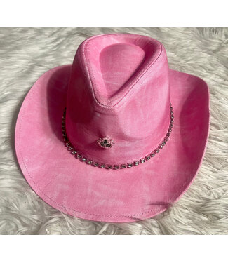 ΑΚΑ AKA Pink Lightweight Cowboy Hat with Rhinestones & Ivy (FA25Y)