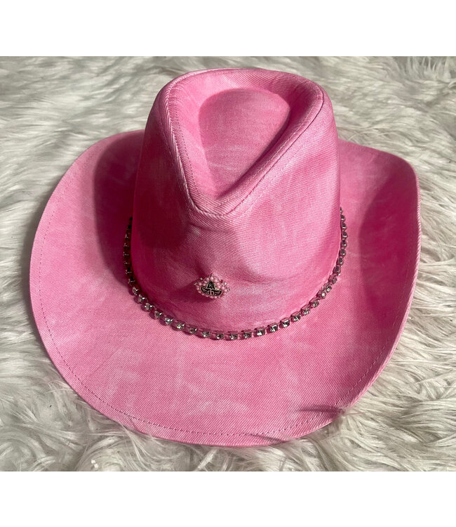 ΑΚΑ AKA Pink Lightweight Cowboy Hat with Rhinestones & Ivy (FA25Y)