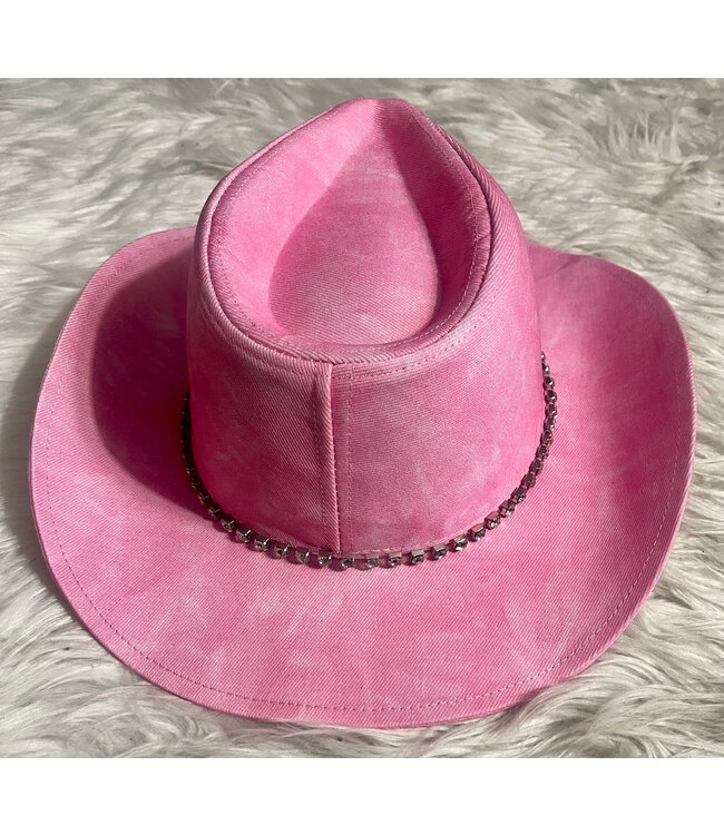 ΑΚΑ AKA Pink Lightweight Cowboy Hat with Rhinestones & Ivy (FA25Y)