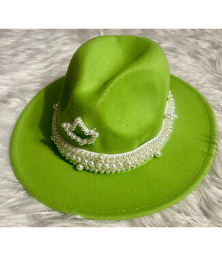 ΑΚΑ AKA Green Fedora with Pearl Band & Ivy (FA25Y)