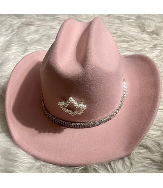 ΑΚΑ AKA Pink Cowboy Hats - 2 Versions Rhinestones/Pearl Ivy (FA25Y)