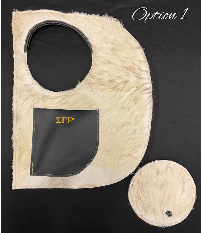 ΣΓΡ NEW! SGR Embroidered Cowhide D Bag w/Square/Rounded Pocket (FA25)